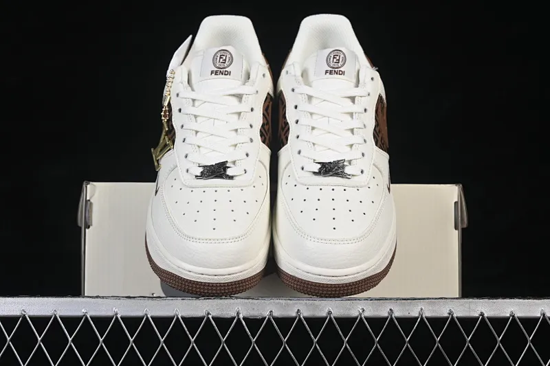 All categories Nk Air Force 1 Air Force series Nk Air Force 1 Low Air Force low top Nike Air Force 1'07 Low Fendi co-branded retro white and brown Air Force 1 low top casual sneakers XY9025-017